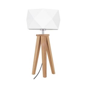 Drewniana Lampa Stołowa SPOT Light  1xE27 Max.60W Dąb Olejowany FSC z Białym Abażurem, Polski Producent, 1szt.