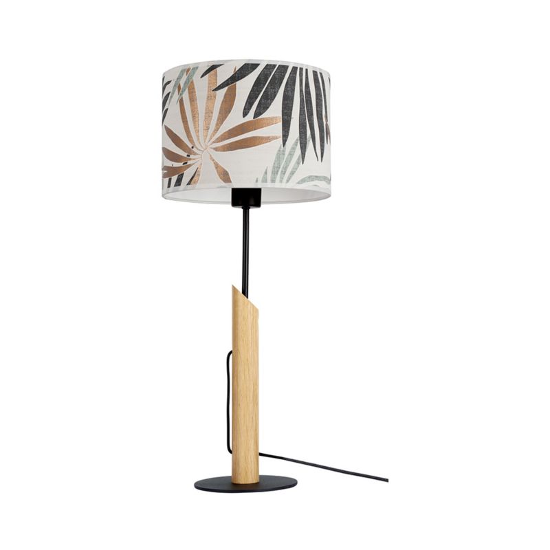 Drewniana Lampa Stołowa SPOT Light 1xE27 Max.60W Dąb Olejowany FSC z Wielokolorowym Abażurem, Polski Producent, 1 szt.