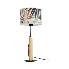Drewniana Lampa Stołowa SPOT Light 1xE27 Max.60W Dąb Olejowany FSC z Wielokolorowym Abażurem, Polski Producent, 1 szt.