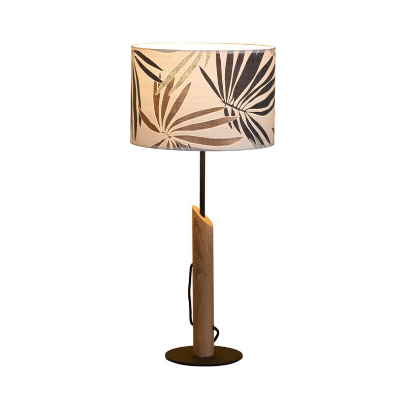 Drewniana Lampa Stołowa SPOT Light 1xE27 Max.60W Dąb Olejowany FSC z Wielokolorowym Abażurem, Polski Producent, 1 szt.