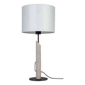 Drewniana Lampa Stołowa SPOT Light 1xE27 Max.60W Drewno Sosnowe Szare FSC w Kompozycji z Szarym Abażurem, 1 szt.