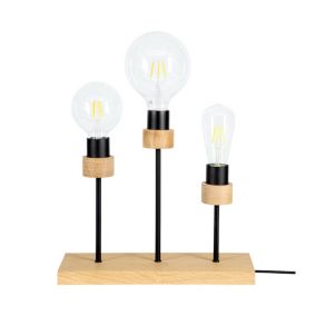 Drewniana Lampa Stołowa SPOT Light 3xE27 Max25W Dąb Olejowany FSC z Akcentami Czerni, Polski Producent, 1 szt.