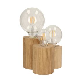 Drewniana Lampa Stołowa SPOT Light  Round 3xE27 Max.15W Dąb Olejowany FSC, Polski Producent, 1 szt.
