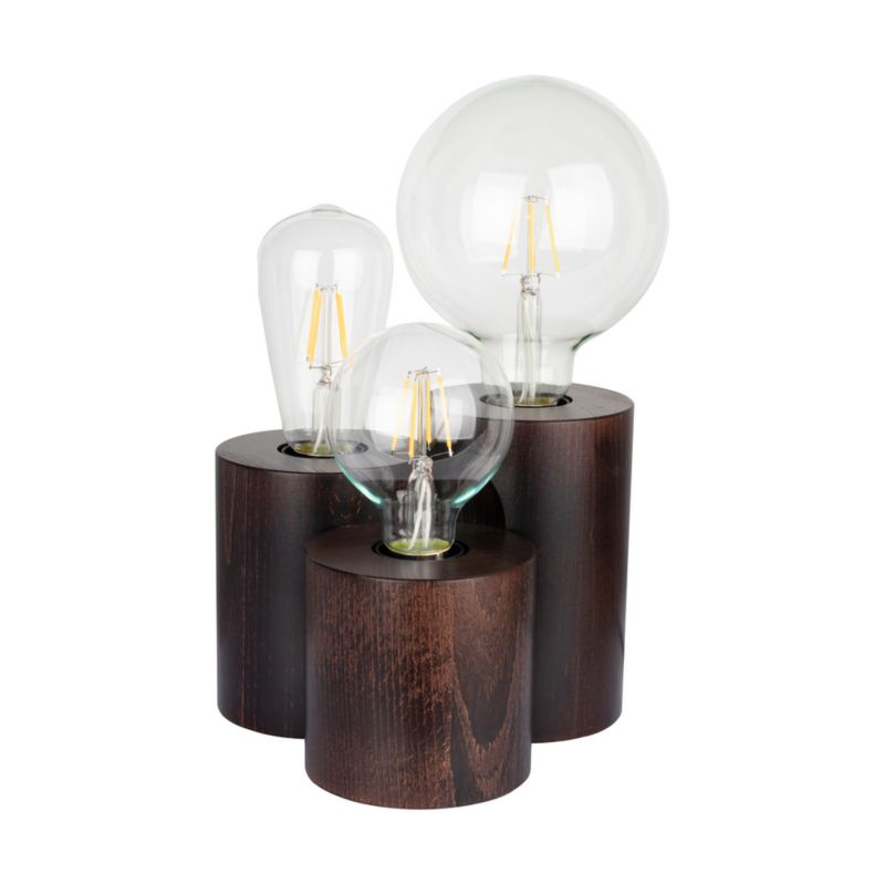 Drewniana Lampa Stołowa SPOT Light  Round 3xE27 Max.15W Drewno Bukowe Orzechowe FSC, Polski Producent, 1 szt.
