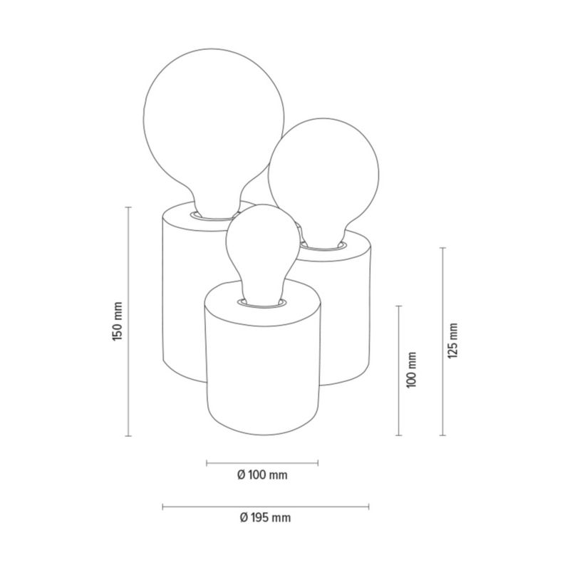 Drewniana Lampa Stołowa SPOT Light  Round 3xE27 Max.15W Drewno Bukowe Orzechowe FSC, Polski Producent, 1 szt.