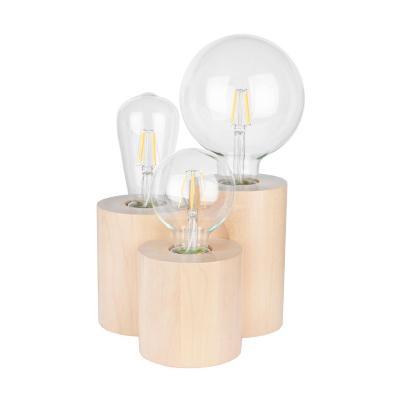 Drewniana Lampa Stołowa SPOT Light  Round 3xE27 Max.15W Naturalna Brzoza FSC, Polski Producent, 1 szt.