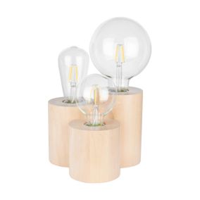 Drewniana Lampa Stołowa SPOT Light  Round 3xE27 Max.15W Naturalna Brzoza FSC, Polski Producent, 1 szt.
