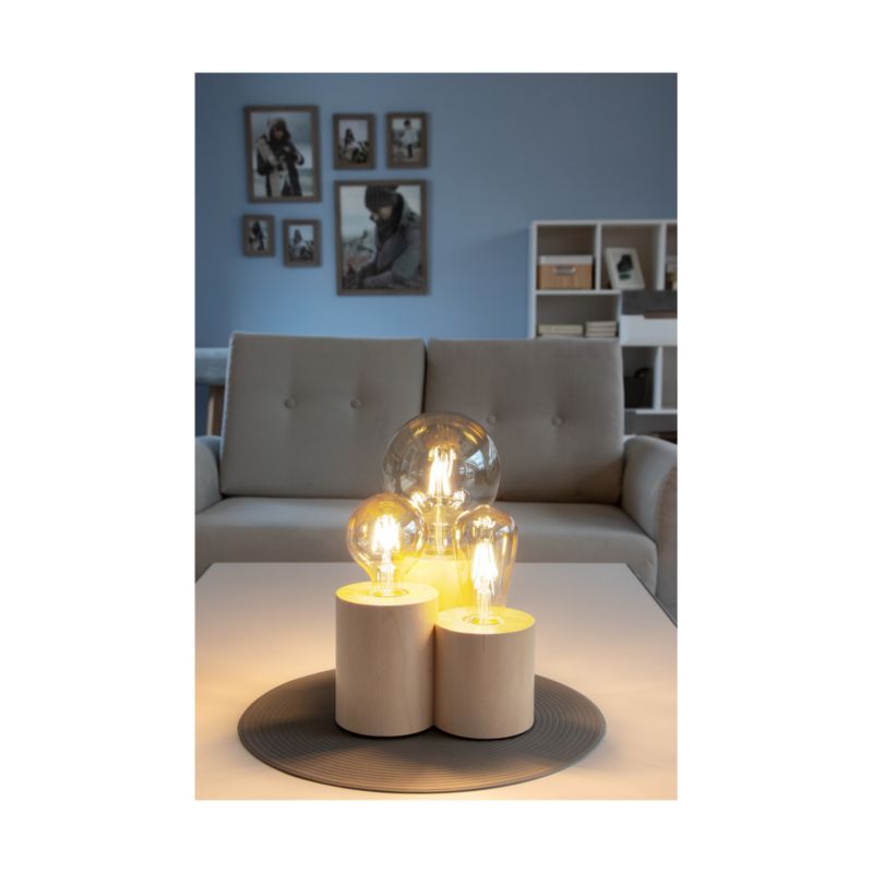 Drewniana Lampa Stołowa SPOT Light  Round 3xE27 Max.15W Naturalna Brzoza FSC, Polski Producent, 1 szt.