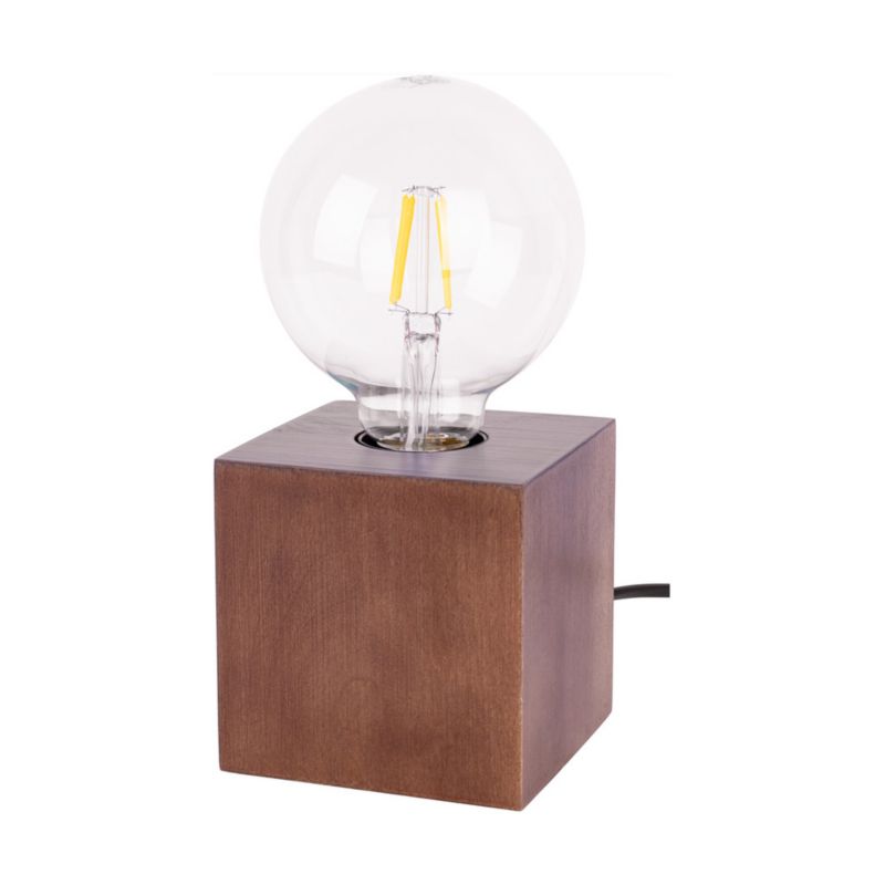 Drewniana Lampa Stołowa SPOT Light  Square 1xE27 Max.25W Drewno Bukowe Orzechowe FSC, Polski Producent, 1 szt.