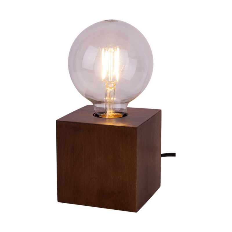 Drewniana Lampa Stołowa SPOT Light  Square 1xE27 Max.25W Drewno Bukowe Orzechowe FSC, Polski Producent, 1 szt.