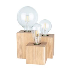 Drewniana Lampa Stołowa SPOT Light  Square 3xE27 Max.15W Dąb Olejowany FSC, Polski Producent, 1 szt.