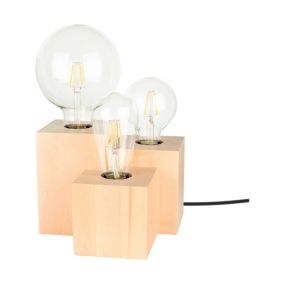 Drewniana Lampa Stołowa SPOT Light  Square 3xE27 Max.15W Naturalna Brzoza FSC, Polski Producent, 1 szt.