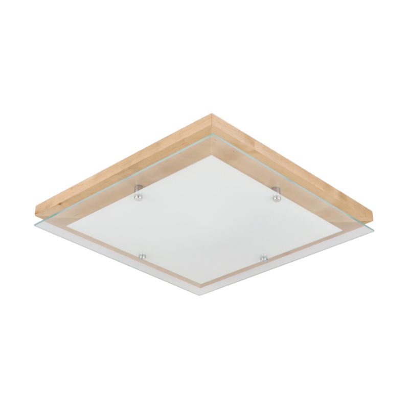 Drewniana Lampa Sufitowa SPOT  1xLED 24W Naturalna Brzoza FSC z Białym Szkłem, Polski Producent, 1 szt.