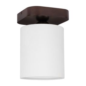 Drewniana Lampa Sufitowa SPOT Light  1xE27 25W Drewno Bukowe Orzechowe FSC z Białą Tkaniną, Polski Producent 1 szt.