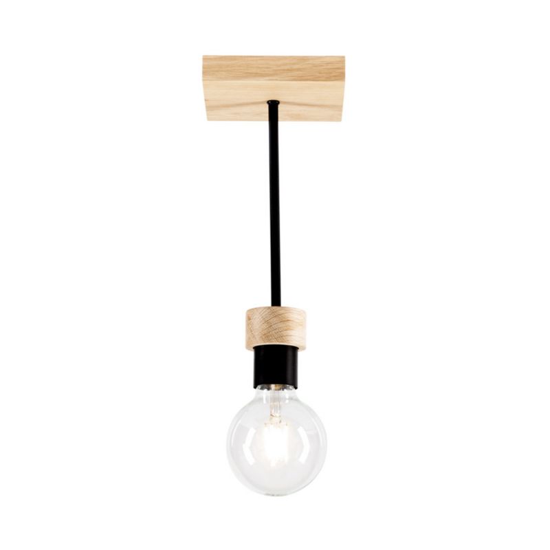 Drewniana Lampa Sufitowa SPOT Light 1xE27 Max.25W Dąb Olejowany FSC z Czarnym Metalem, Polski Producent, 1 szt.
