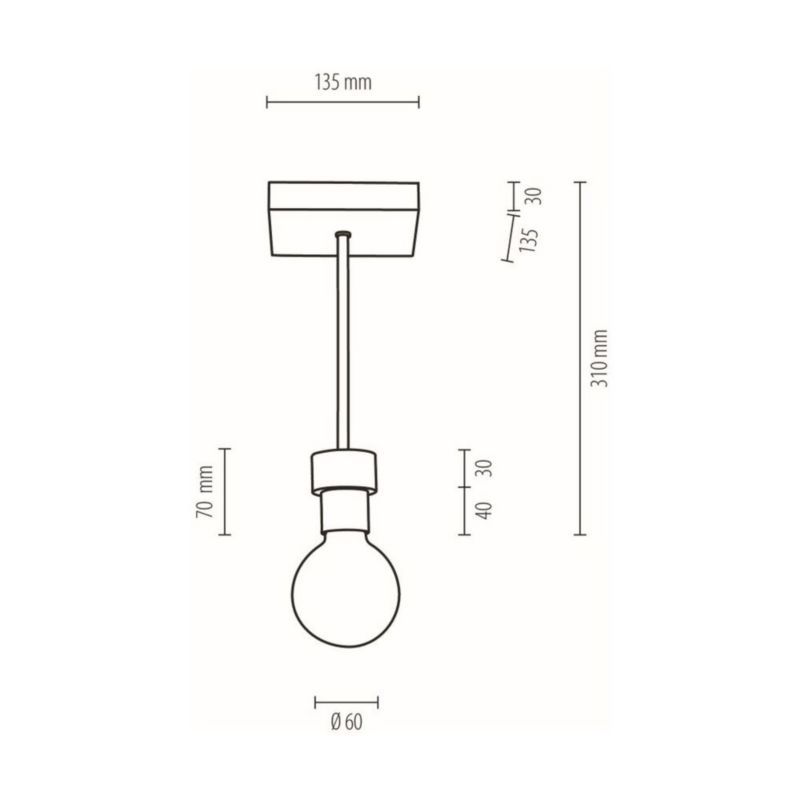Drewniana Lampa Sufitowa SPOT Light 1xE27 Max.25W Dąb Olejowany FSC z Czarnym Metalem, Polski Producent, 1 szt.
