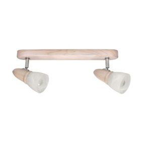 Drewniana Lampa Sufitowa SPOT Light 2xE14 Max.40W Dąb Bielony FSC w Połączeniu z Białymi Kloszami, 1 szt.