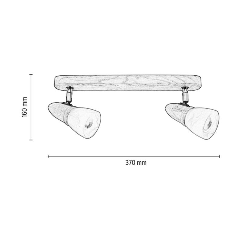 Drewniana Lampa Sufitowa SPOT Light 2xE14 Max.40W Dąb Bielony FSC w Połączeniu z Białymi Kloszami, 1 szt.
