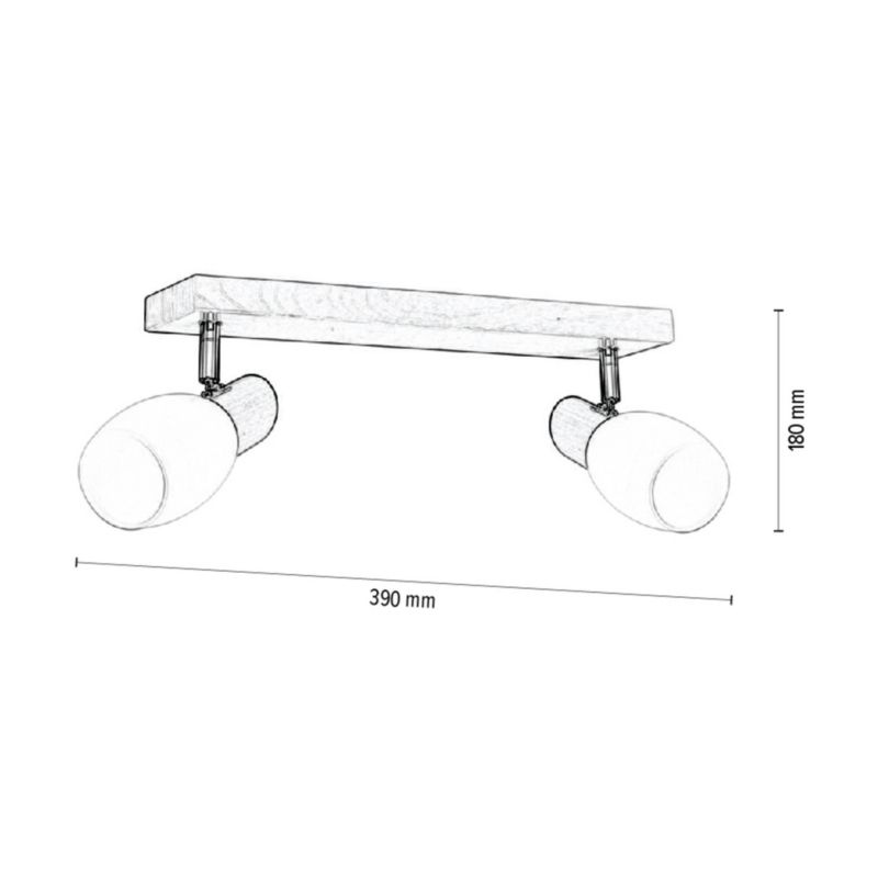 Drewniana Lampa Sufitowa SPOT Light  2xE14 Max.40W Naturalna Brzoza FSC, Biały Szklany Klosz, Polski Producent, 1 szt.