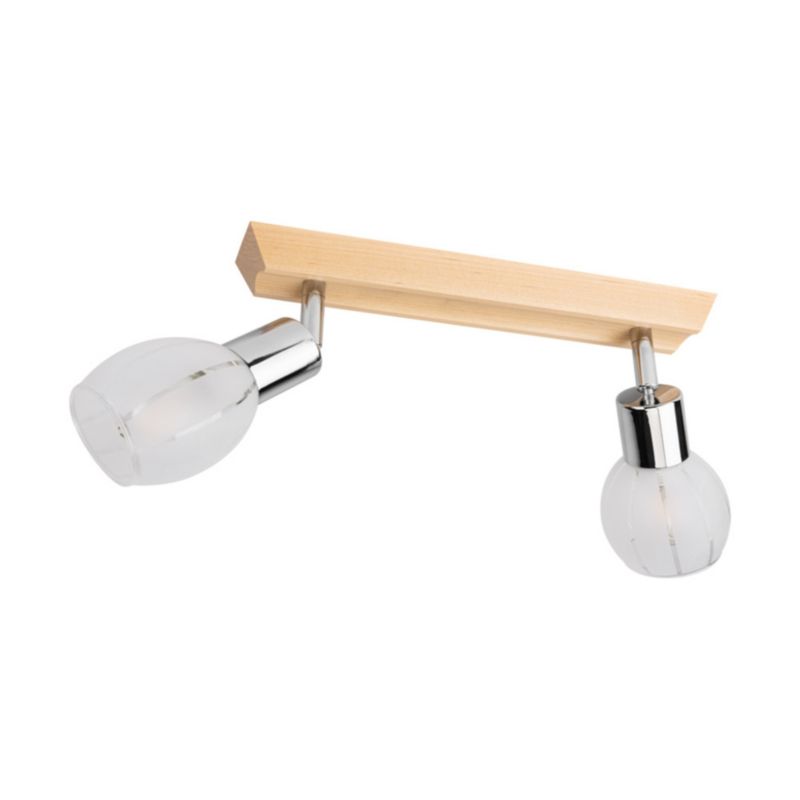 Drewniana Lampa Sufitowa SPOT Light  2xE14 Max.40W Naturalna Brzoza FSC z Biało Transparentnym Kloszem, 1 szt.