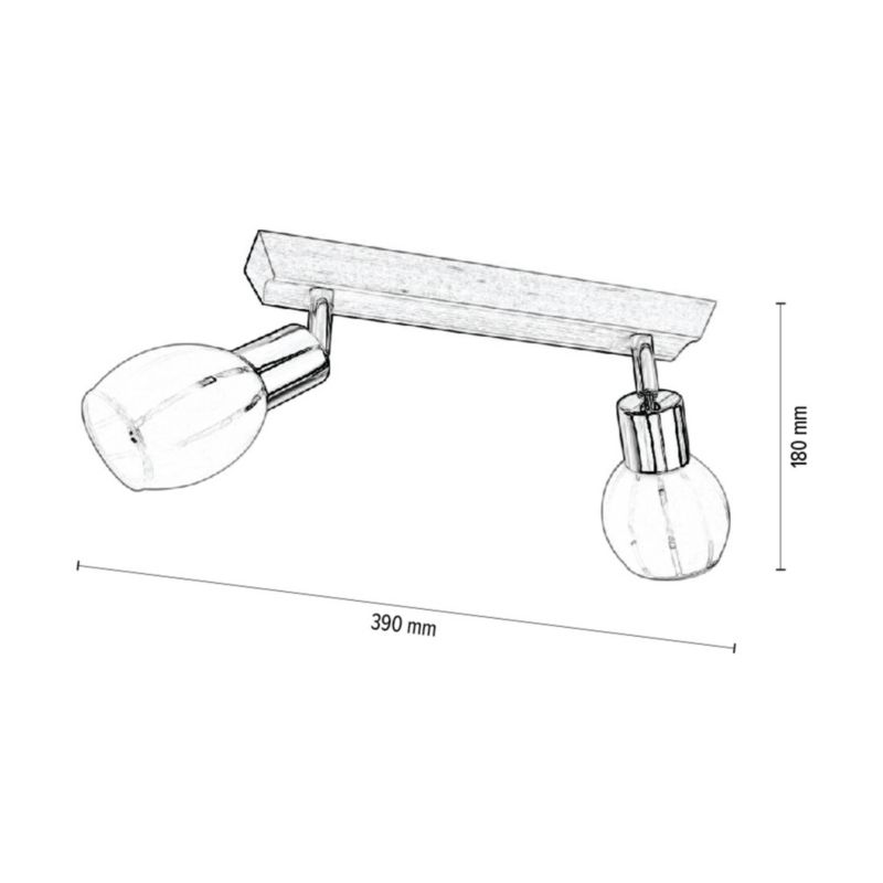 Drewniana Lampa Sufitowa SPOT Light  2xE14 Max.40W Naturalna Brzoza FSC z Biało Transparentnym Kloszem, 1 szt.