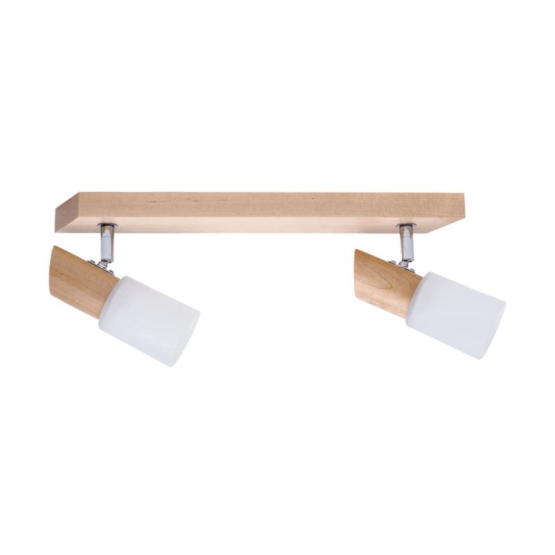 Drewniana Lampa Sufitowa SPOT Light  2xE14 Max.40W Naturalna Brzoza FSC z Białym Szkłem, Polski Producent, 1 szt.