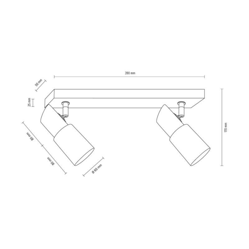 Drewniana Lampa Sufitowa SPOT Light  2xE14 Max.40W Naturalna Brzoza FSC z Białym Szkłem, Polski Producent, 1 szt.