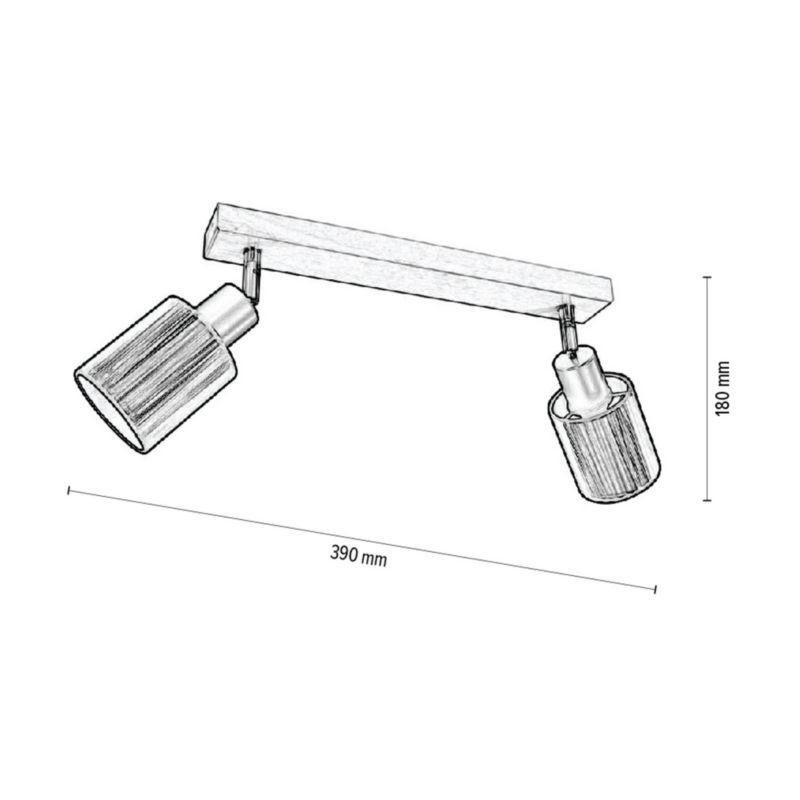 Drewniana Lampa Sufitowa SPOT Light  2xE14 Max.40W Naturalna Brzoza FSC z Czarną Tkaniną, Polski Producent, 1 szt.