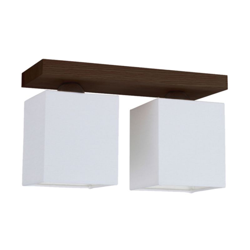 Drewniana Lampa Sufitowa SPOT Light  2xE27 25W Drewno Bukowe Orzechowe FSC z Białą Tkaniną, Polski Producent 1 szt.