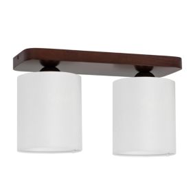 Drewniana Lampa Sufitowa SPOT Light  2xE27 25W Drewno Bukowe Orzechowe FSC z Białą Tkaniną, Polski Producent 1 szt.