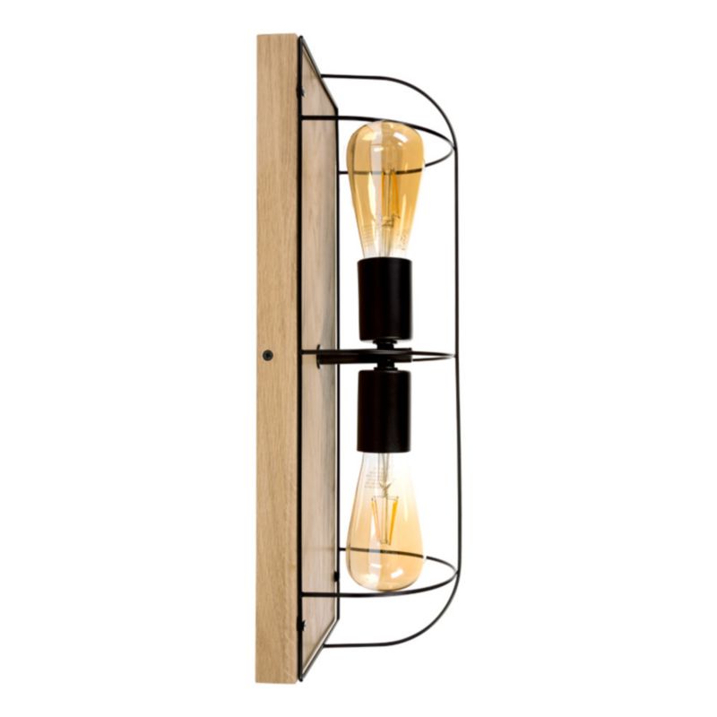 Drewniana Lampa Sufitowa SPOT Light 2xE27 Max.15W LED Dąb Olejowany FSC z Akcentem Czerni, Polski Producent, 1 szt.