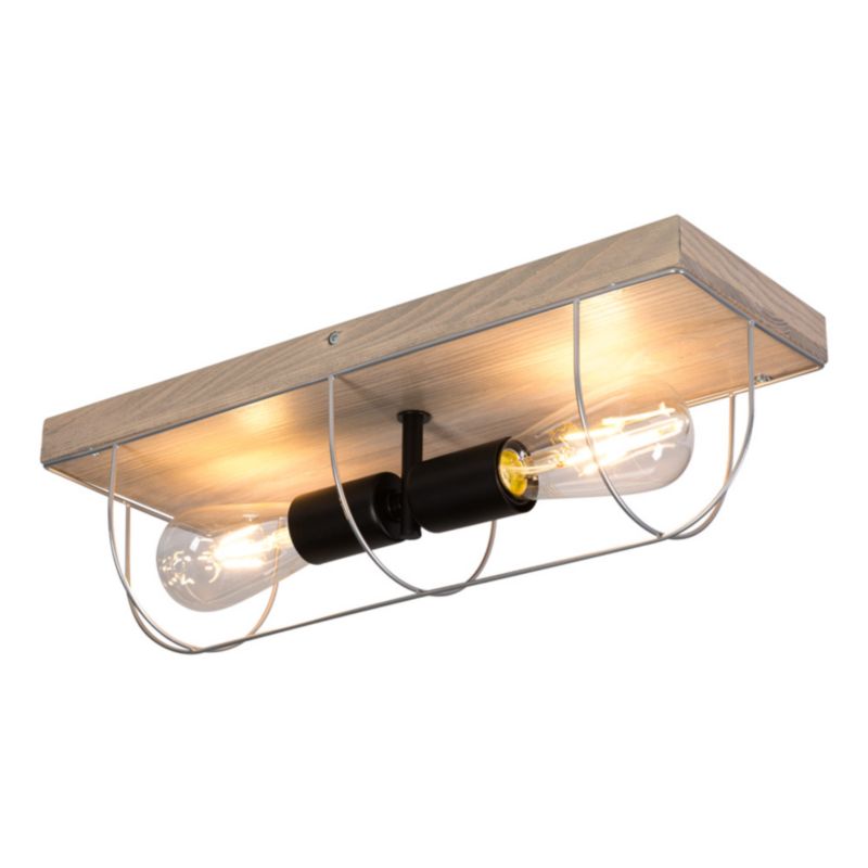Drewniana Lampa Sufitowa SPOT Light 2xE27 Max.15W LED Drewno Sosnowe Szare FSC z Srebrnym Akcentem, 1 szt.