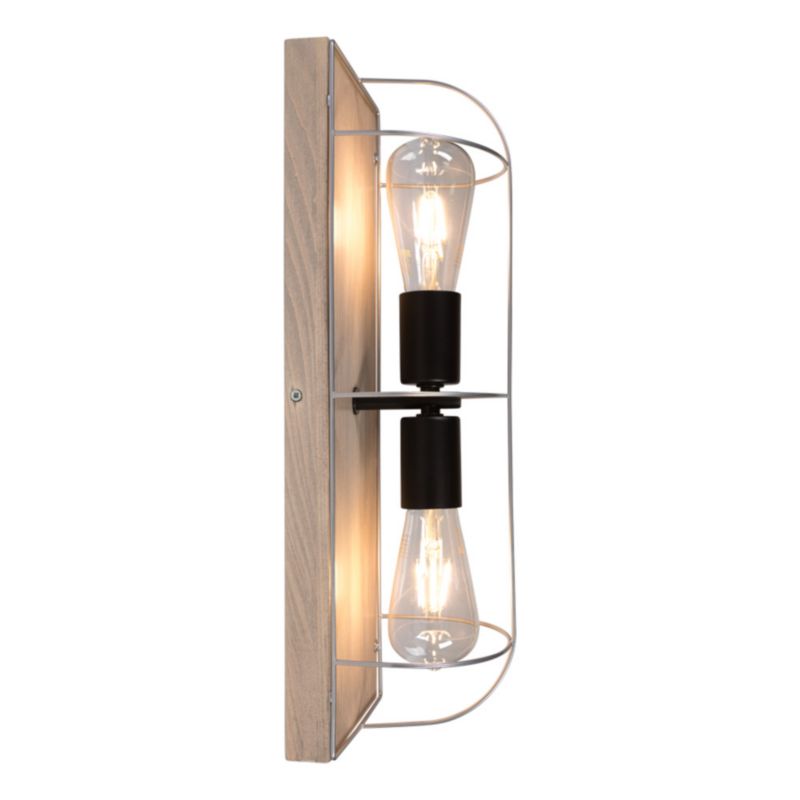 Drewniana Lampa Sufitowa SPOT Light 2xE27 Max.15W LED Drewno Sosnowe Szare FSC z Srebrnym Akcentem, 1 szt.