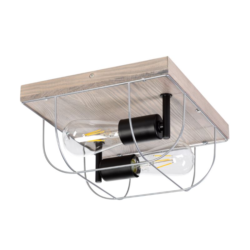 Drewniana Lampa Sufitowa SPOT Light 2xE27 Max.15W LED Drewno Sosnowe Szare FSC z Srebrnym Dodatkiem, 1 szt.