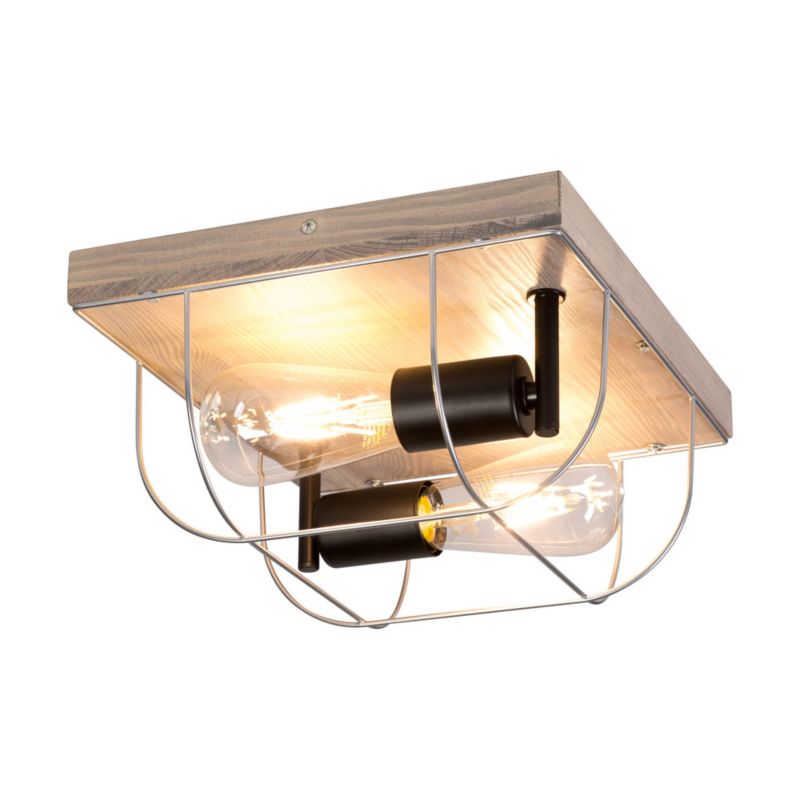 Drewniana Lampa Sufitowa SPOT Light 2xE27 Max.15W LED Drewno Sosnowe Szare FSC z Srebrnym Dodatkiem, 1 szt.