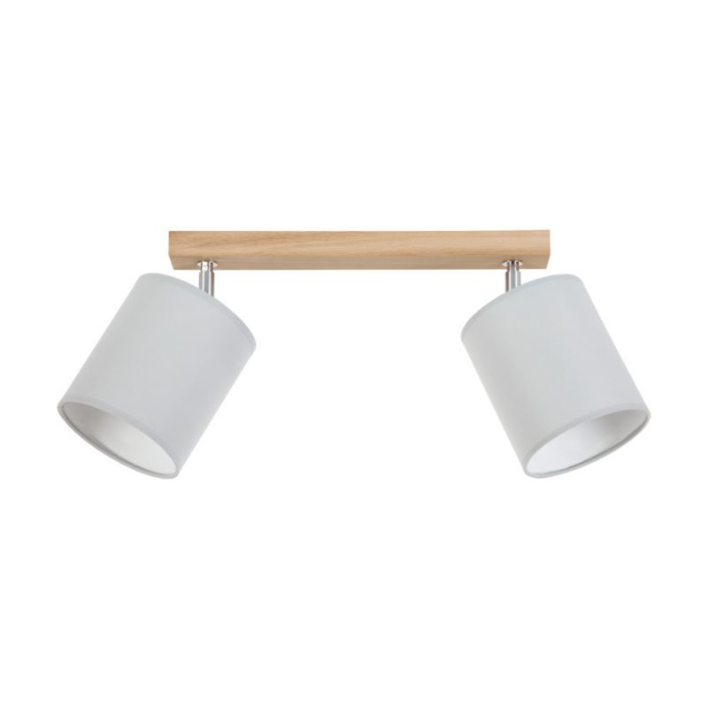 Drewniana Lampa Sufitowa SPOT Light 2xE27 Max.25W Dąb Olejowany FSC, Szare Abażury, Polski Producent, 1 szt.