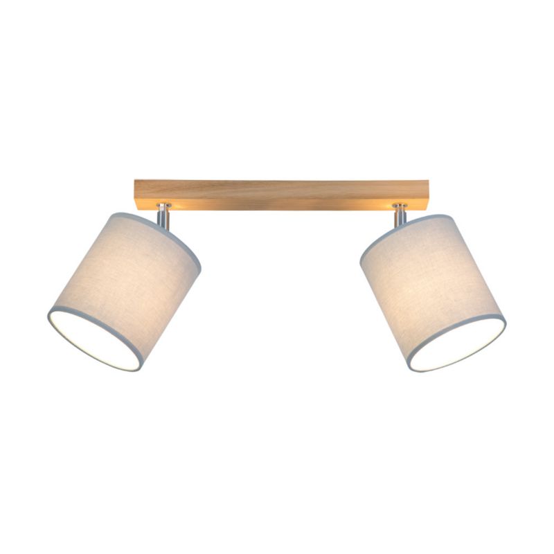 Drewniana Lampa Sufitowa SPOT Light 2xE27 Max.25W Dąb Olejowany FSC, Szare Abażury, Polski Producent, 1 szt.