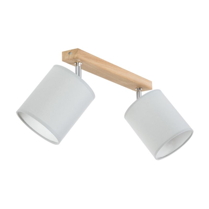 Drewniana Lampa Sufitowa SPOT Light 2xE27 Max.25W Dąb Olejowany FSC, Szare Abażury, Polski Producent, 1 szt.