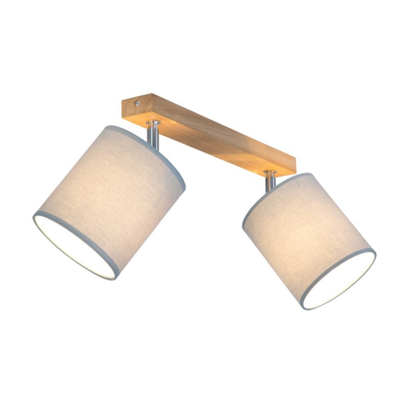 Drewniana Lampa Sufitowa SPOT Light 2xE27 Max.25W Dąb Olejowany FSC, Szare Abażury, Polski Producent, 1 szt.