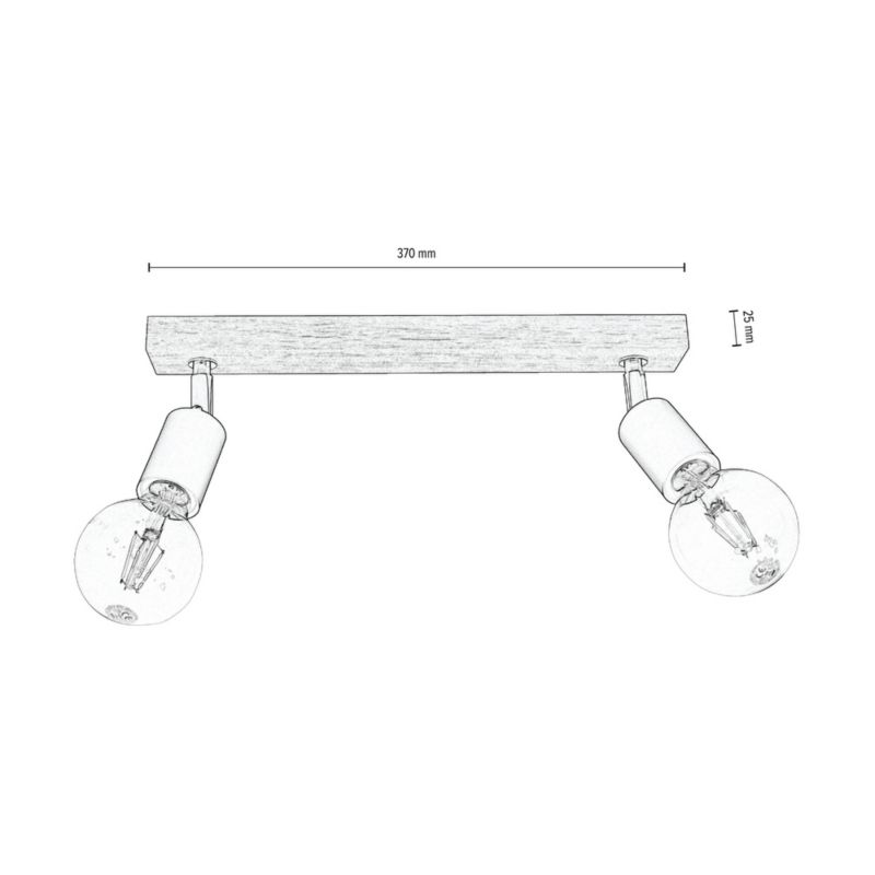 Drewniana Lampa Sufitowa SPOT Light 2xE27 Max.25W Dąb Olejowany FSC z Akcentami Czerni, Polski Producent, 1 szt.