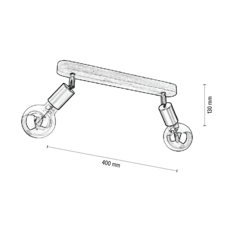 Drewniana Lampa Sufitowa SPOT Light  2xE27 Max.25W Dąb Olejowany FSC z Akcentem Czerni, Polski Producent, 1 szt.