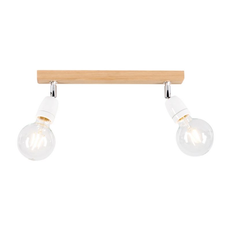 Drewniana Lampa Sufitowa SPOT Light 2xE27 Max.25W Dąb Olejowany FSC z Białymi Akcentami, Polski Producent, 1 szt.
