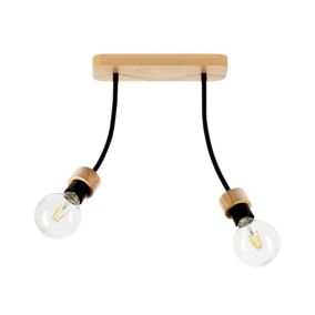 Drewniana Lampa Sufitowa SPOT Light 2xE27 Max.25W Dąb Olejowany FSC z Czarnym Metalem, Polski Producent, 1 szt.