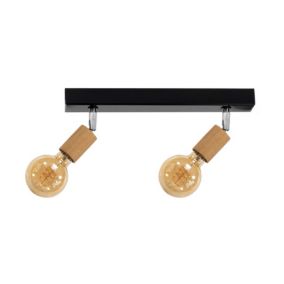 Drewniana Lampa Sufitowa SPOT Light 2xE27 Max.25W Dąb Olejowany FSC z Czarnymi Detalami, Polski Producent, 1 szt.