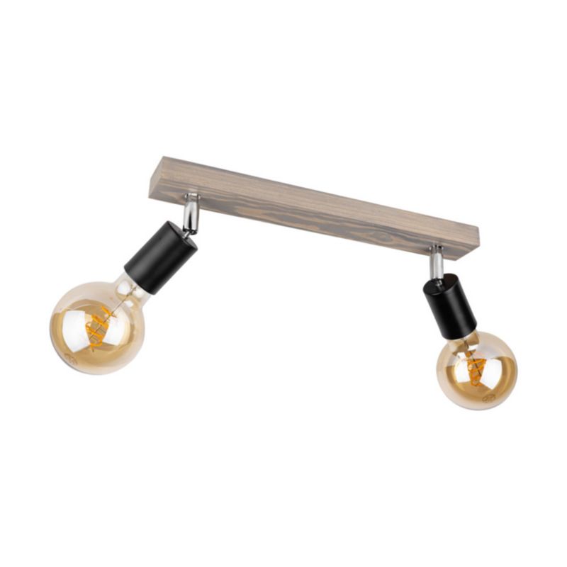Drewniana Lampa Sufitowa SPOT Light  2xE27 Max.25W Sosna Szara FSC z Detalem Czerni, Polski Producent, 1 szt.