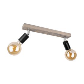 Drewniana Lampa Sufitowa SPOT Light  2xE27 Max.25W Sosna Szara FSC z Detalem Czerni, Polski Producent, 1 szt.