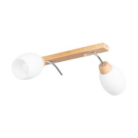 Drewniana Lampa Sufitowa SPOT Light  2xE27 Max.40W Dąb Olejowany FSC z Białym Kloszem, Polski Producent, 1 szt.