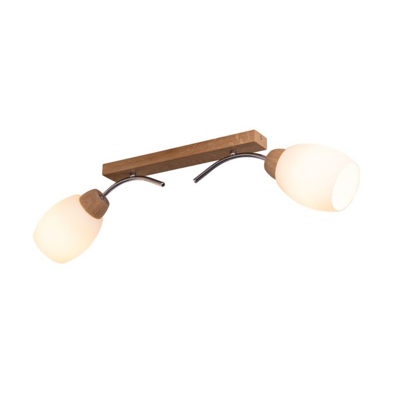 Drewniana Lampa Sufitowa SPOT Light  2xE27 Max.40W Dąb Olejowany FSC z Białym Kloszem, Polski Producent, 1 szt.