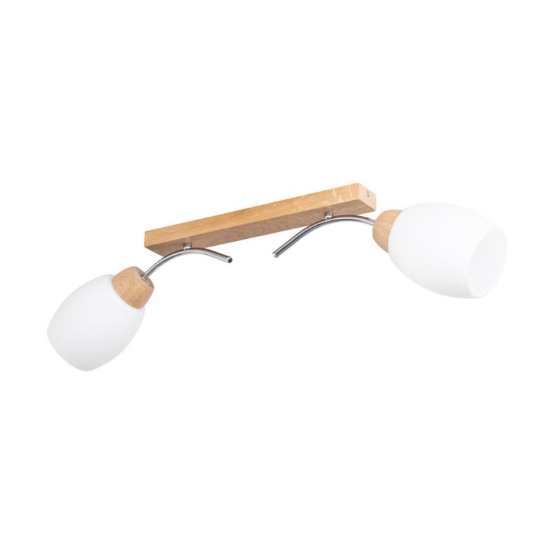 Drewniana Lampa Sufitowa SPOT Light  2xE27 Max.40W Dąb Olejowany FSC z Białym Kloszem, Polski Producent, 1 szt.