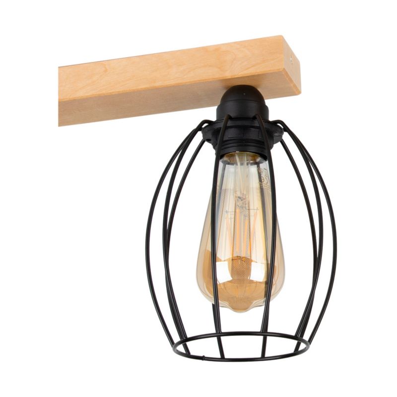 Drewniana Lampa Sufitowa SPOT Light  2xE27 Max.60W Naturalna Brzoza z Akcentem Czerni, Polski Producent, 1 szt.